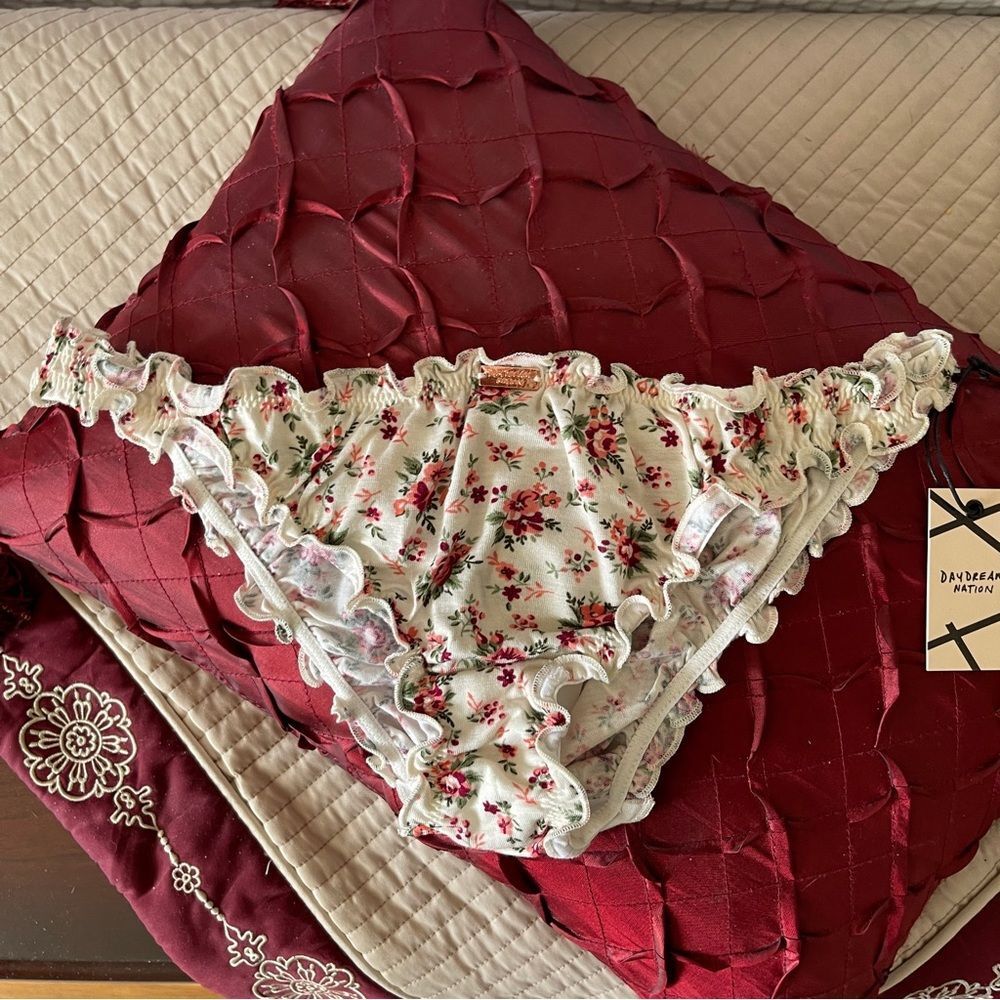 🌹 Daydream Nation LA “Meadows” Ruched Brazilian Panty Floral boutique lingerie